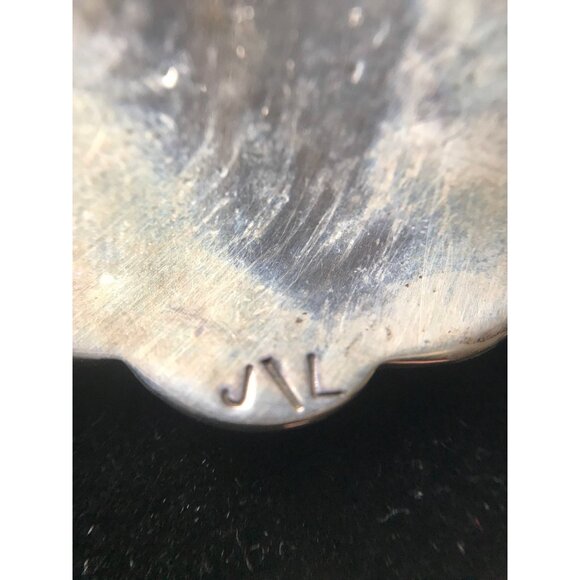 Vtg 1960's Peyote Bird Pendant Inlaid Chipped Turquoise & Coral Stamped Sterling - Picture 5 of 10